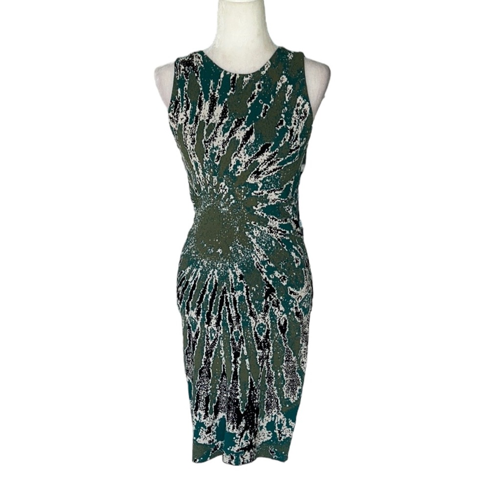 Ronny Kobo Green & Black Sleeveless Bodycon Knit Sweater Dress - M